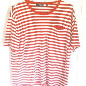 Red And White Striped Oversized Shirt